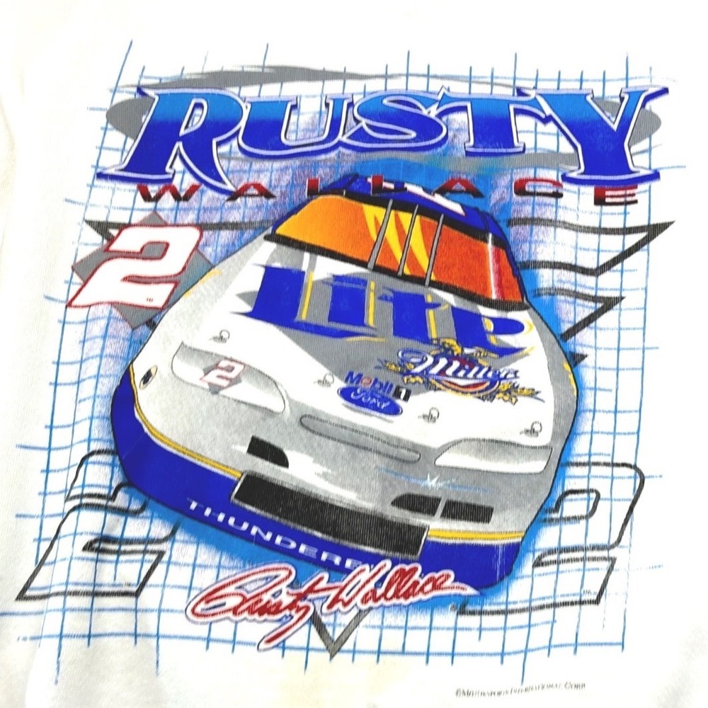 Vintage‎ Jerzees Rusty Wallace Miller Lite NASCAR Crewneck Sweatshirt XL USA